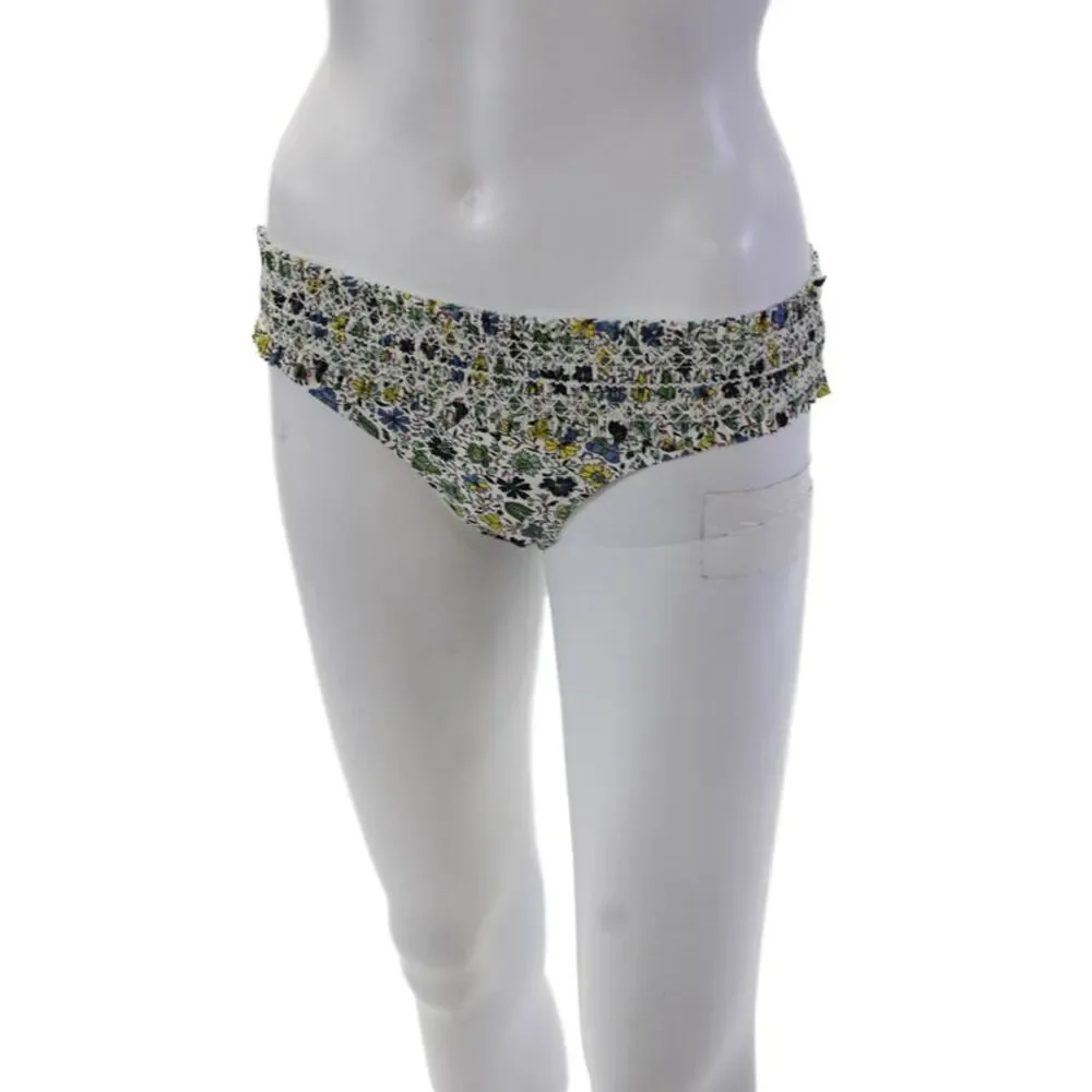 Tory Burch Womens Costa Floral Printed Hipster Bikini Bottoms White Multi XS